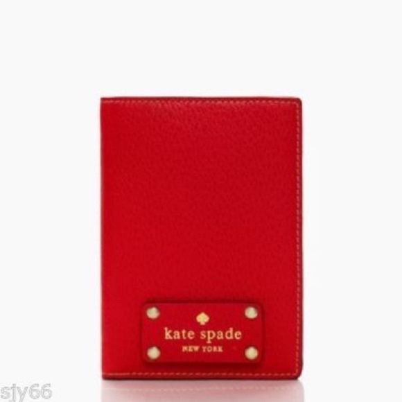 kate spade Accessories - Kate Spade Passport Holder RED Leather NWT!!
